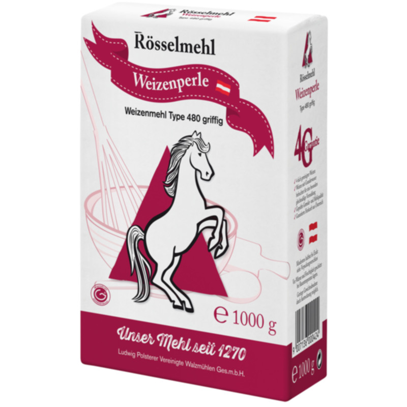 Rösselmehl Weizenperle griffig Type 480 1 kg Qualitätsmehl für Strudel, Nudeln und Knödel